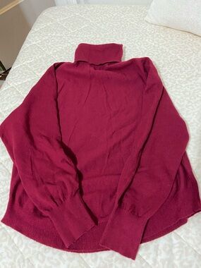 Women’s Turtleneck Sweater in Deep Berry - Classic Knit